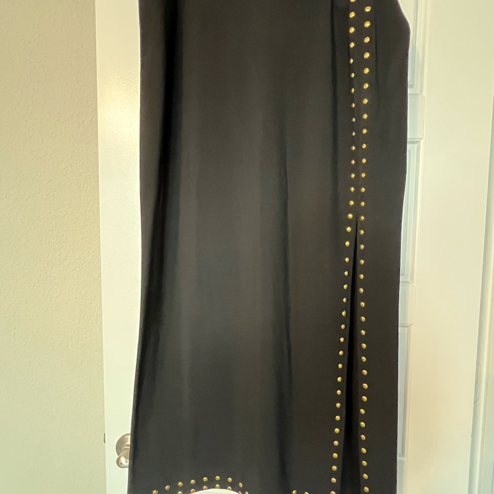 Boston Proper Black Maxi Skirt with Gold Studs